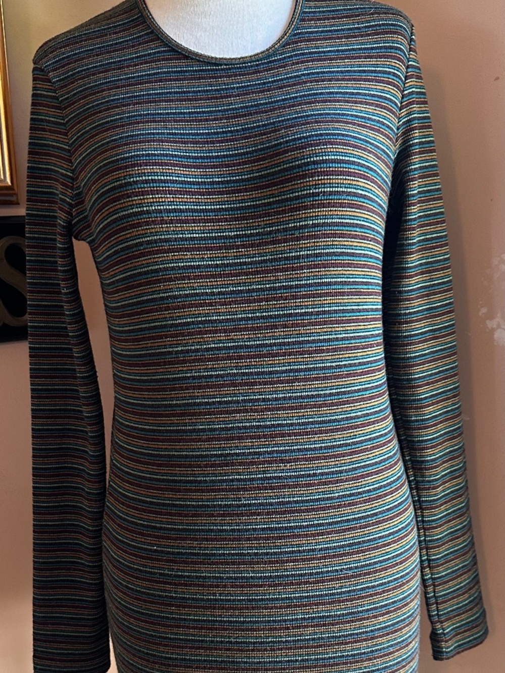 Missoni Striped Sport Long Sleeve Knit Mini Dress